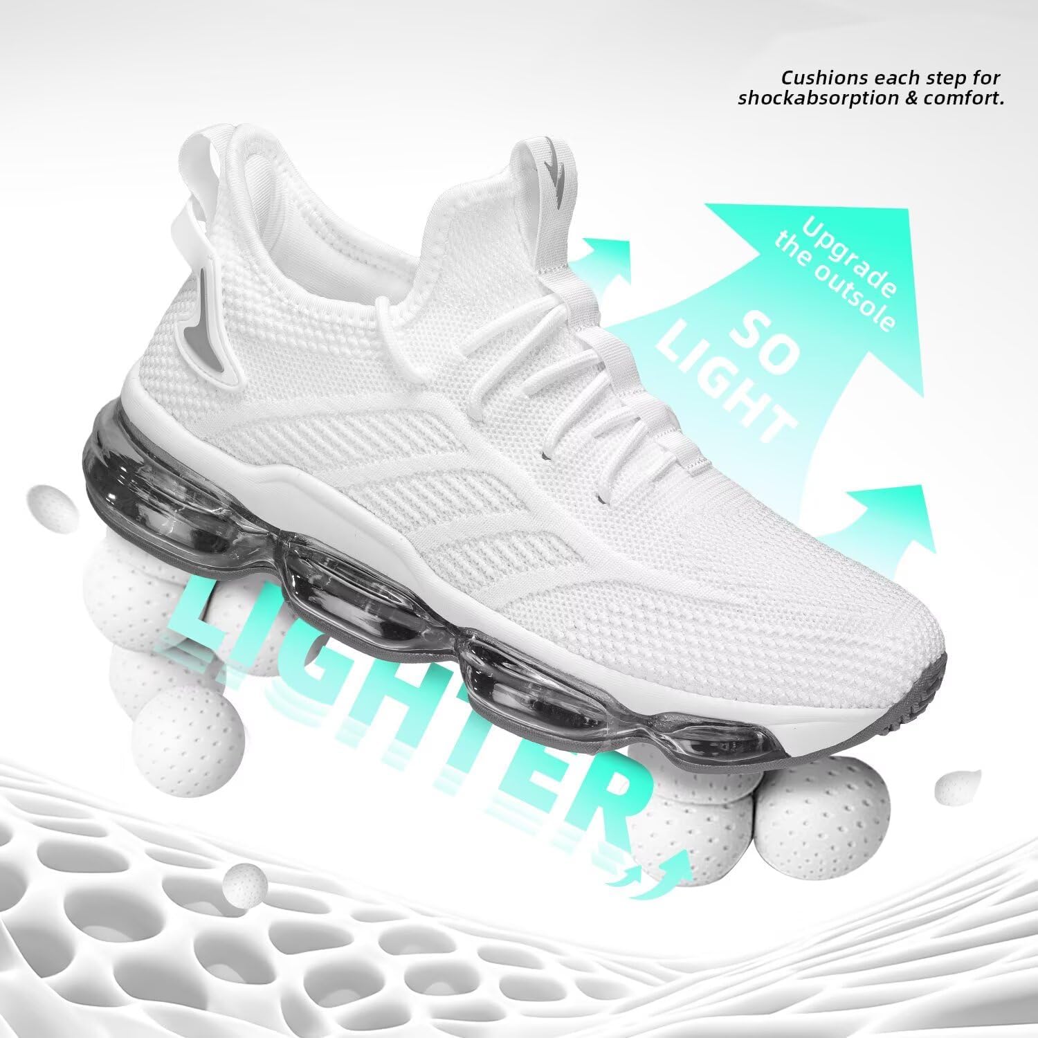 Luogoks Men's Air Cushion Running Shoes Breathable Tennis Basketball Sneakers Non Slip Workout Casual Sport Shoes Gym Training Comfortable Fashion Shoes