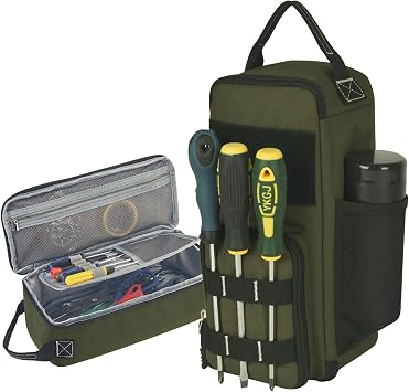 Small Tool Bag Pouch for Men, Green | Multiple Pockets, Waterproof, Heavy Duty, Zipper and Portable Handle