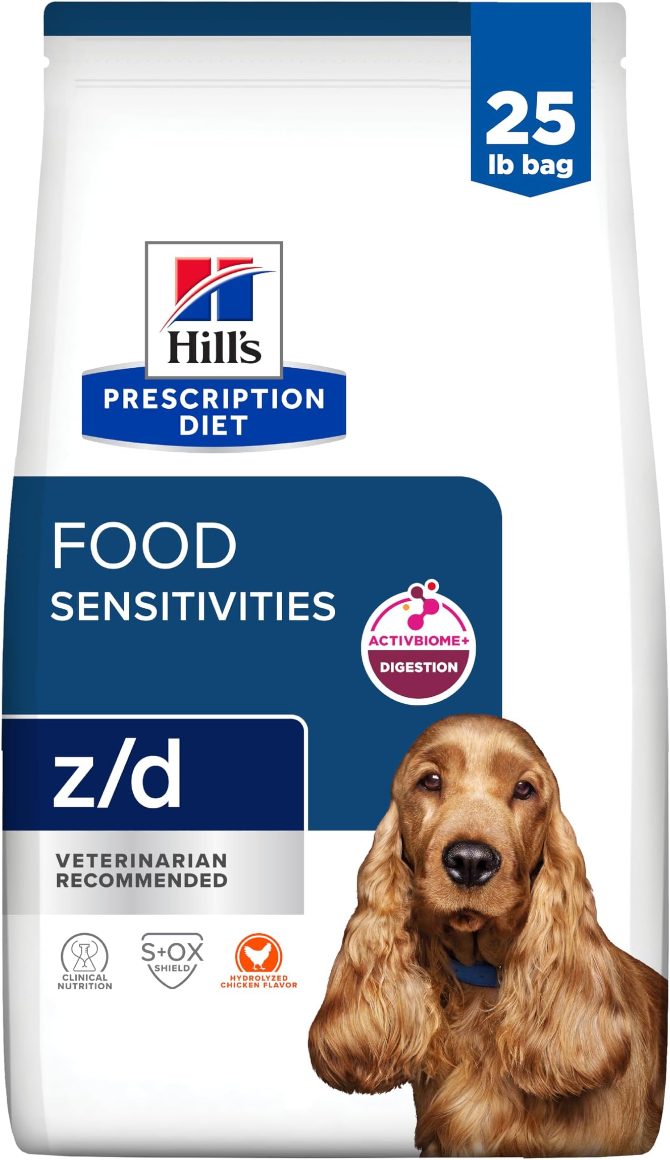 z/d Skin/Food Sensitivities Dry Dog Food, Hydrolyzed Chicken, 25 lb. Bag