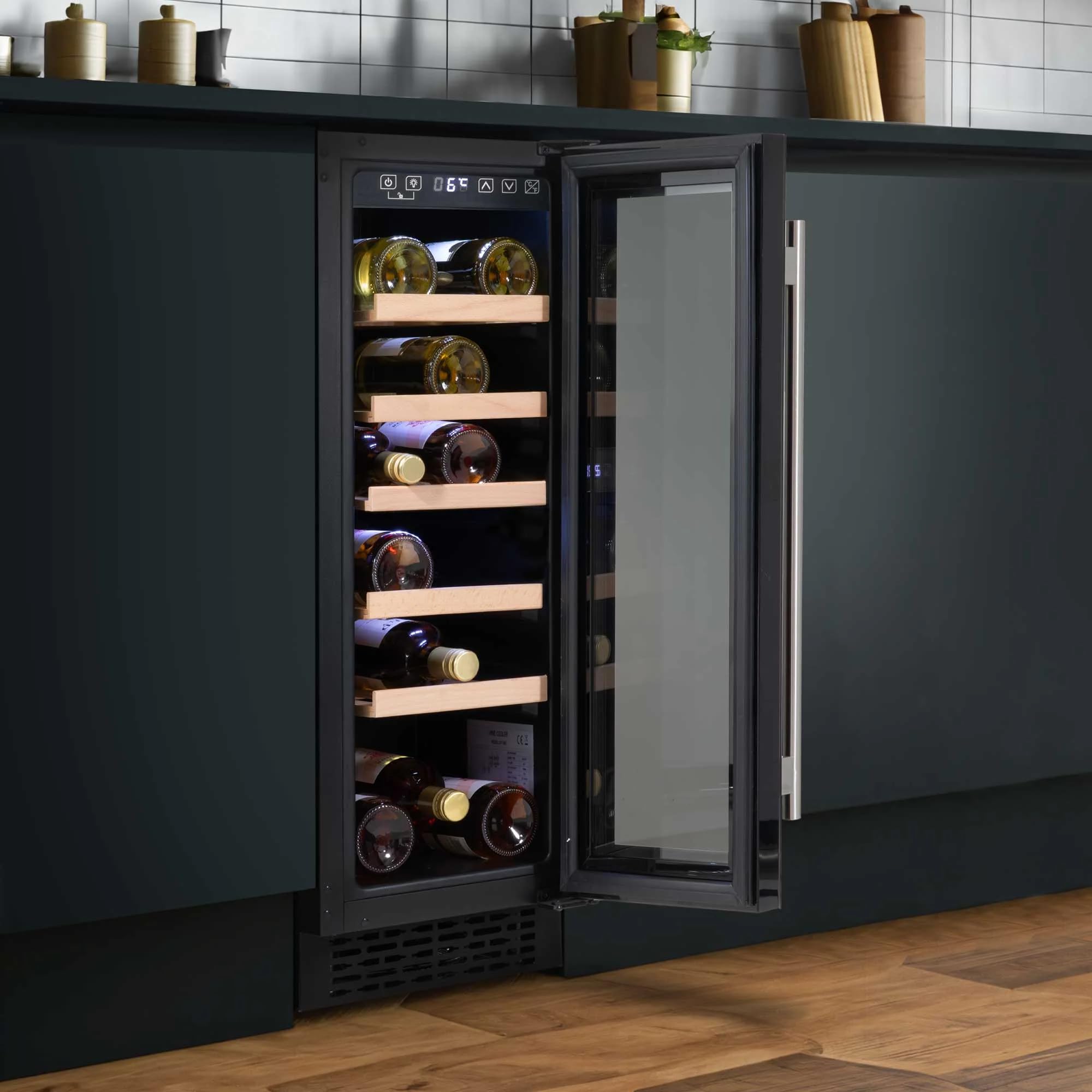 Baridi 20 Bottle Slim 30cm Built-In Wine Cooler with Digital Touchscreen Controls - DH203 — view 3