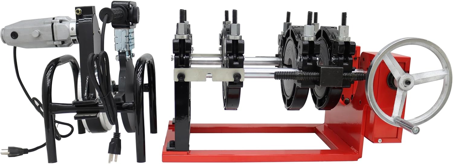TECHTONGDA Pipe Welding Machine Electric Tube Butt Fusion Equipment for PE PP PB PVDF PPR 2.48-6.30inch Red Four Clamps
