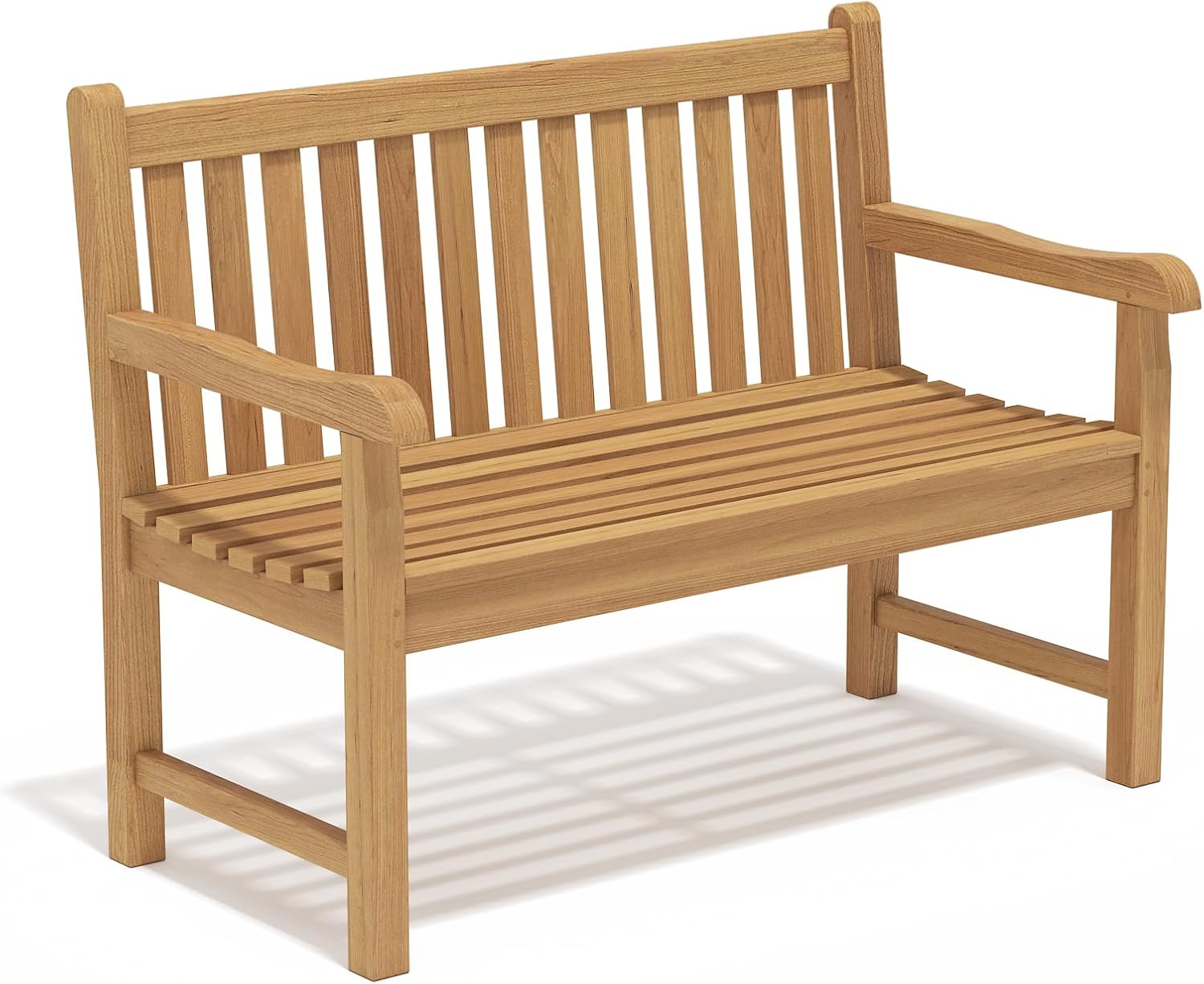 OTSUN Teak Bench Outdoor, 2-Person Wood Garden Bench with 800lb Capacity All-Weather Durable Fade-Resistant, Suitable for Courtyard Lawn Park Porche Backyard Patio & Deck