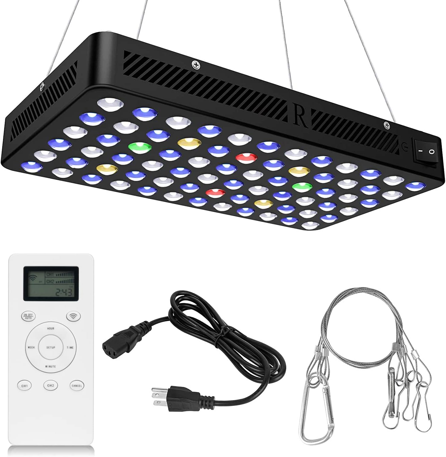 Relassy Updated 600W LED Aquarium Light, Dimmable Reef Light Saltwater Fish Tank Light Nano Aquarium Light Full Spectrum Aquatic Light SPS LPS Coral Light with Daisy Chain Sunrise & Sunset Mode