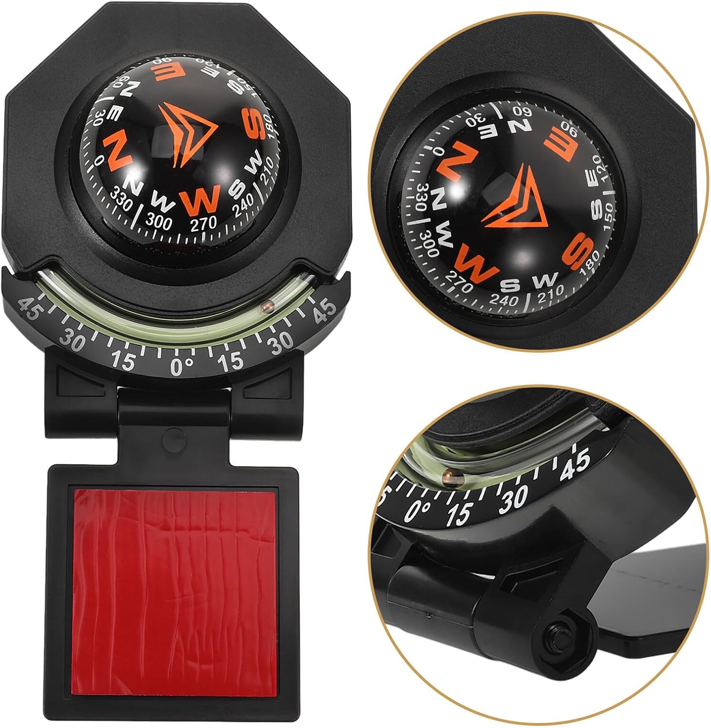 Car Dash Compass Ball with Slope Meter Portable Automotive Dashboard Compass for Vehicle and Boat Navigation