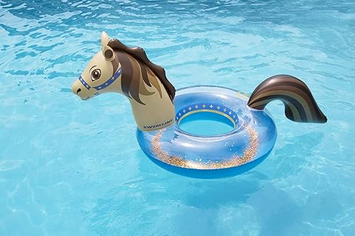 Miniatura 2 de Swimline Anillo de piscina de caballo con purpurina  Flotador inflable con diseño divertido para adultos y adolescentes  Anillo de vinilo duradero