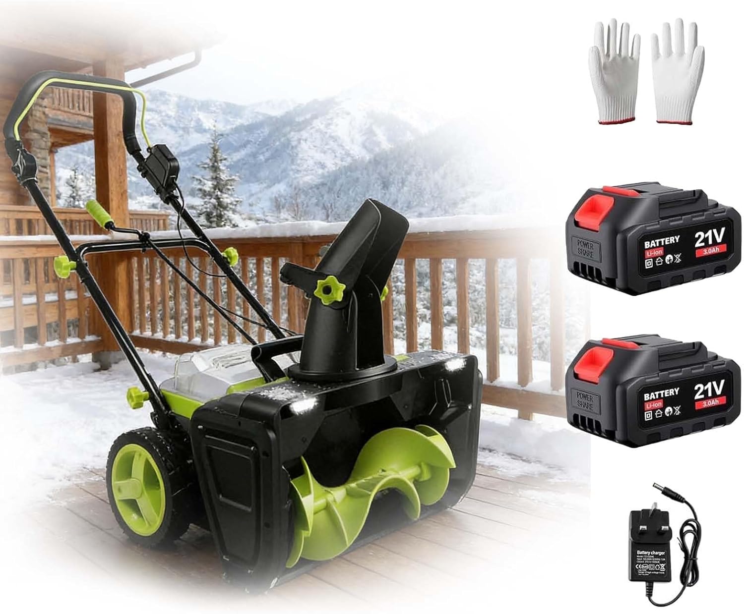 3500W High-Power Snow Blower, Cordless Snow Thrower with 650 Lbs/Min Capacity, 20-Inch Path & 25-Foot Throw Efficiently Clears Compacted Snow On Long Driveways and Entryways