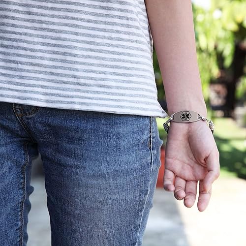 Miniatura 3 de Etiqueta de identificación de alerta médica de acero inoxidable de grabado libre para pulseras de identificación médica personalizada