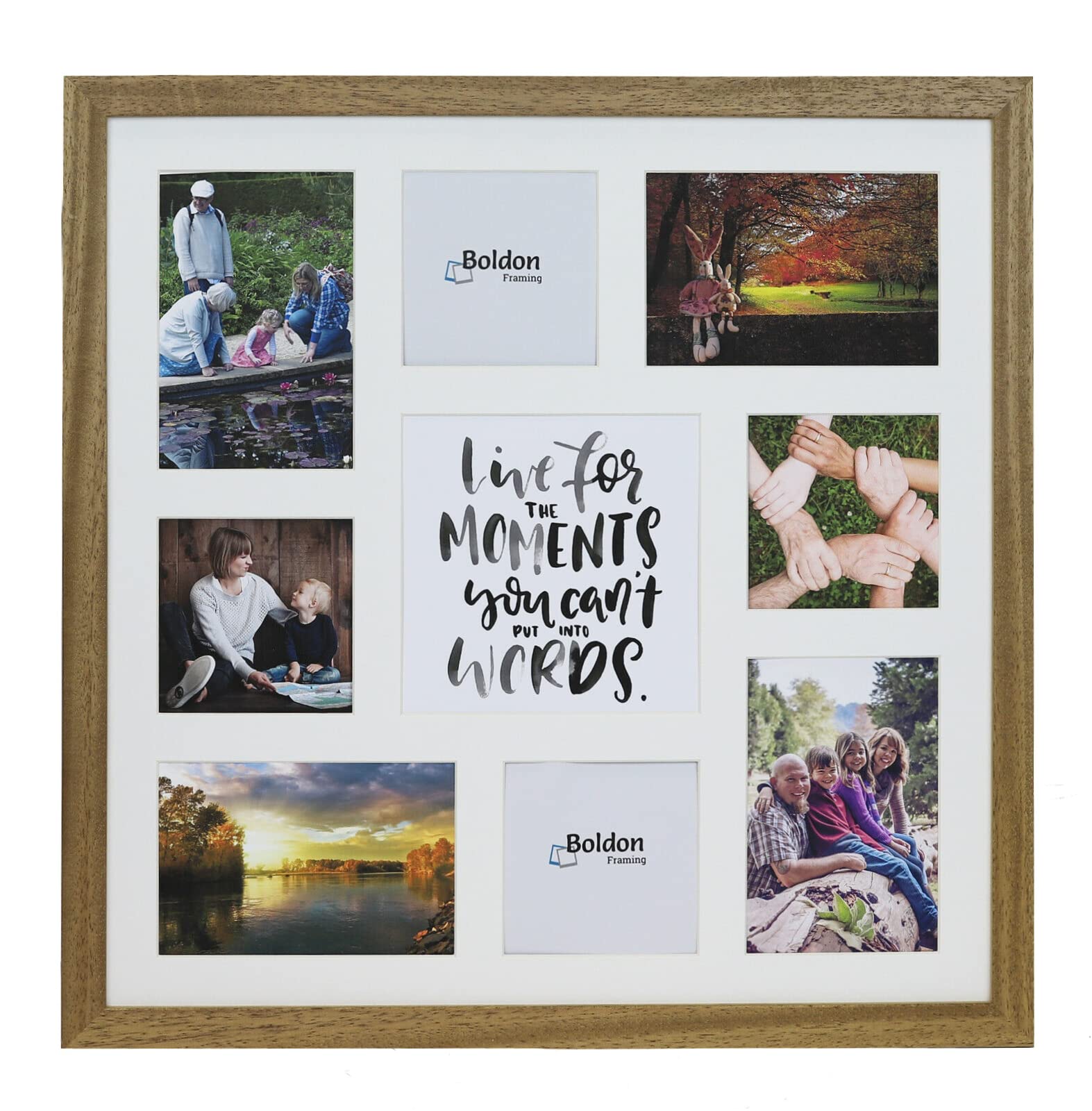8/9/10/12/16/20 Photos Large Multi Picture Frame Collage Aperture Decor Memories-8 Aperture Moments-Light Oak — image 1