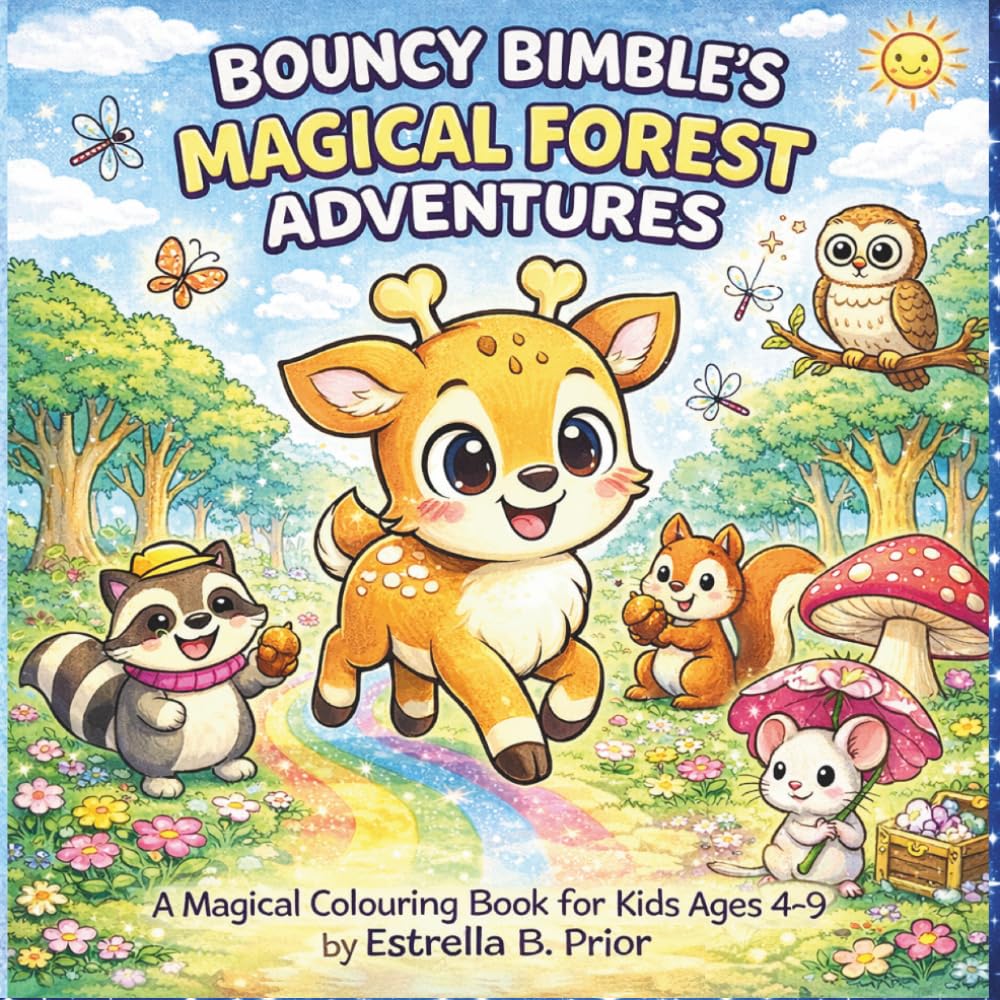 Bouncy Bimble's MAGICAL FOREST ADVENTURES: 50+ Cute Woodland Animal Colouring Pages | Magical Forest Adventures for Kids Ages 4–9