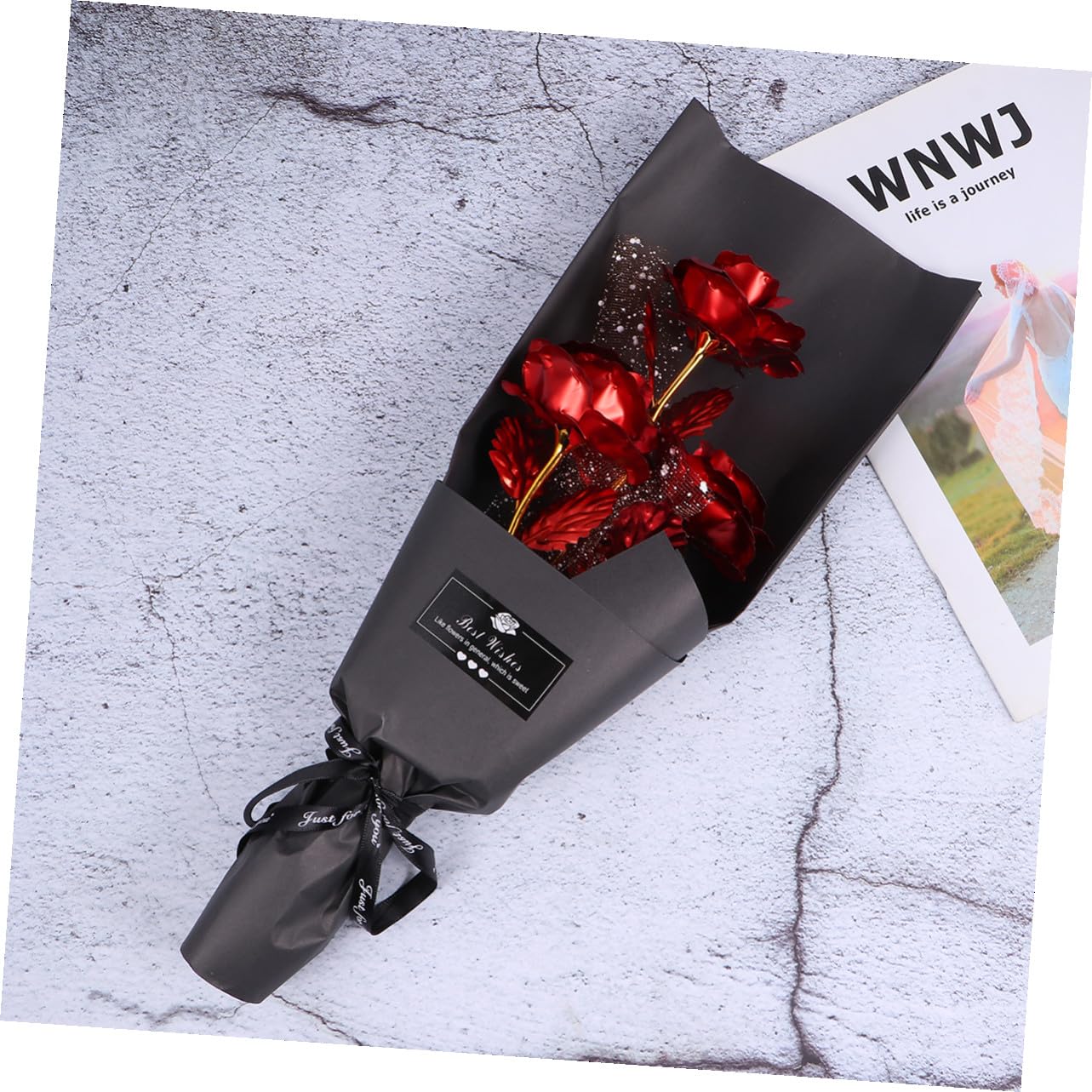 Rosenstrauß aus Goldfolie 3 Stück Rote Künstliche Rosen in Geschenkbox Dekorative 24k Goldfolie Rose als Geschenk für Ehefrau und Freundin zum Valentinstag oder Geburtstag