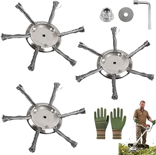 3 Pieces Steel Wire Trimmer Head, Steel Wire Grass Trimmer (15cm/0.5cm) | Grass trimmer replacement head free clipper accessories with gloves steel cutter head for effective weed control