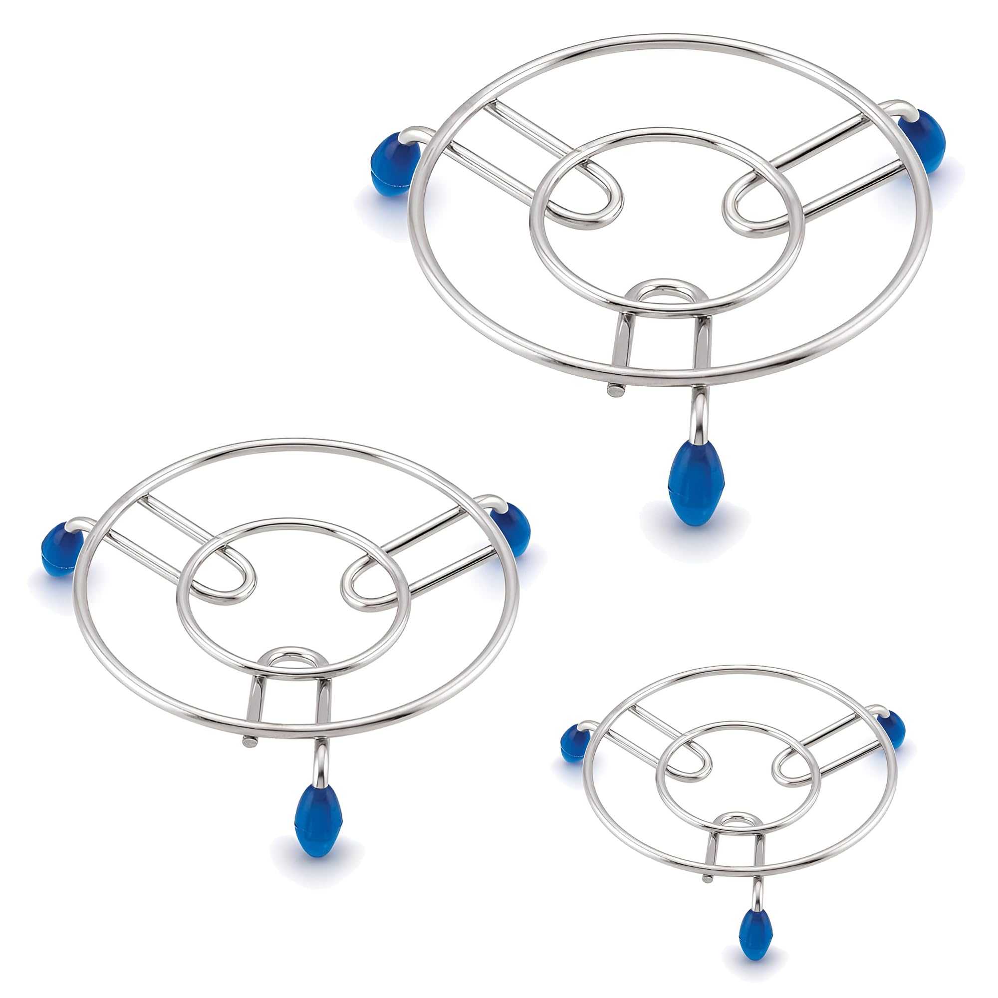 Unify 3 Pieces Stainless Steel Trivets Hot Pot Mat Stand for Kitchen Utensil Vessel Holder/Dining Table/Cooker Ring/Pan Stand/Cooling Steaming Rack Stand/Round Pads Holder Cookware Fit (Size-6,7, 8)