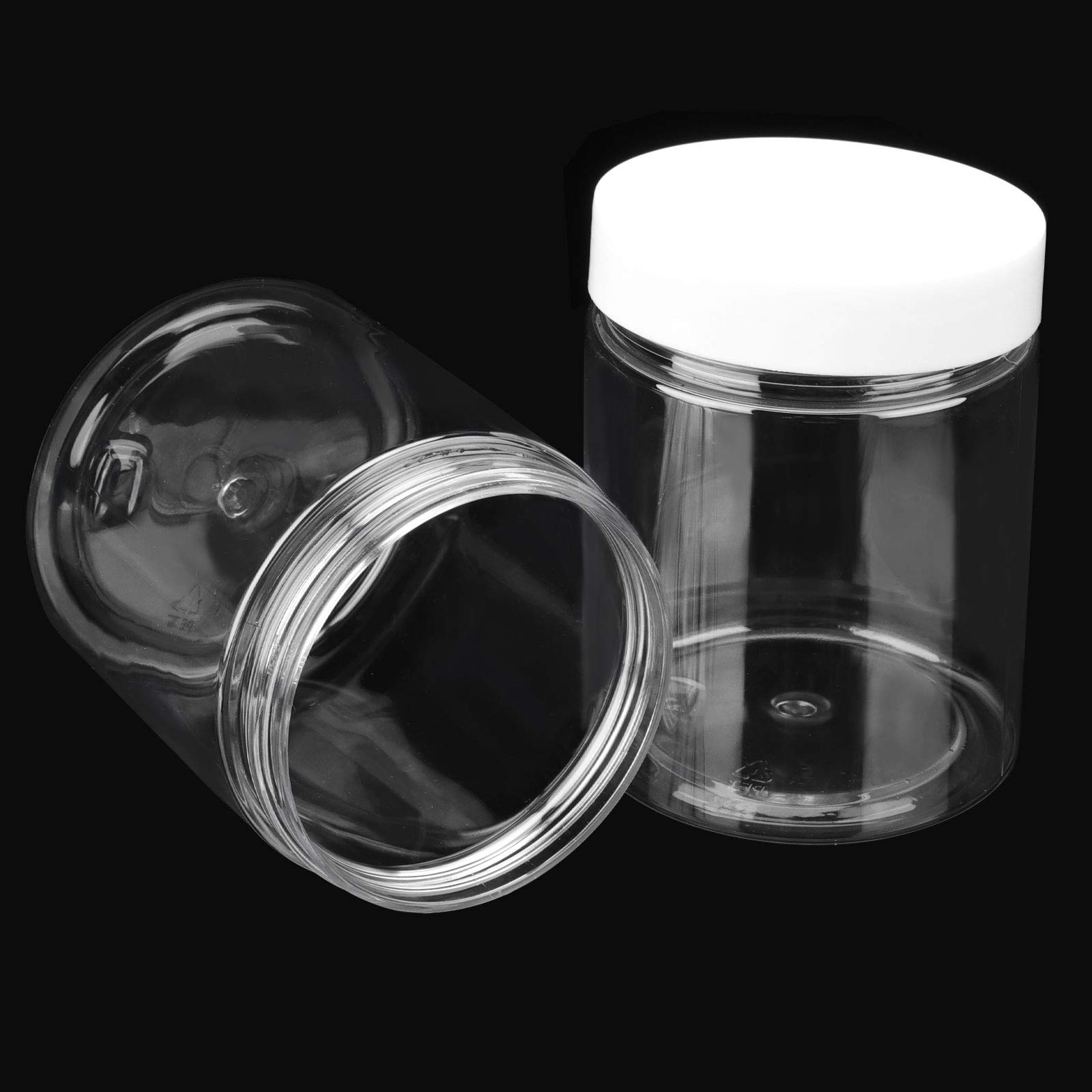 30 tarros de plástico transparente de 8 onzas con tapas blancas, recipientes recargables a prueba de fugas de grado alimenticio a granel, tarros de muestra de especias para productos de 4