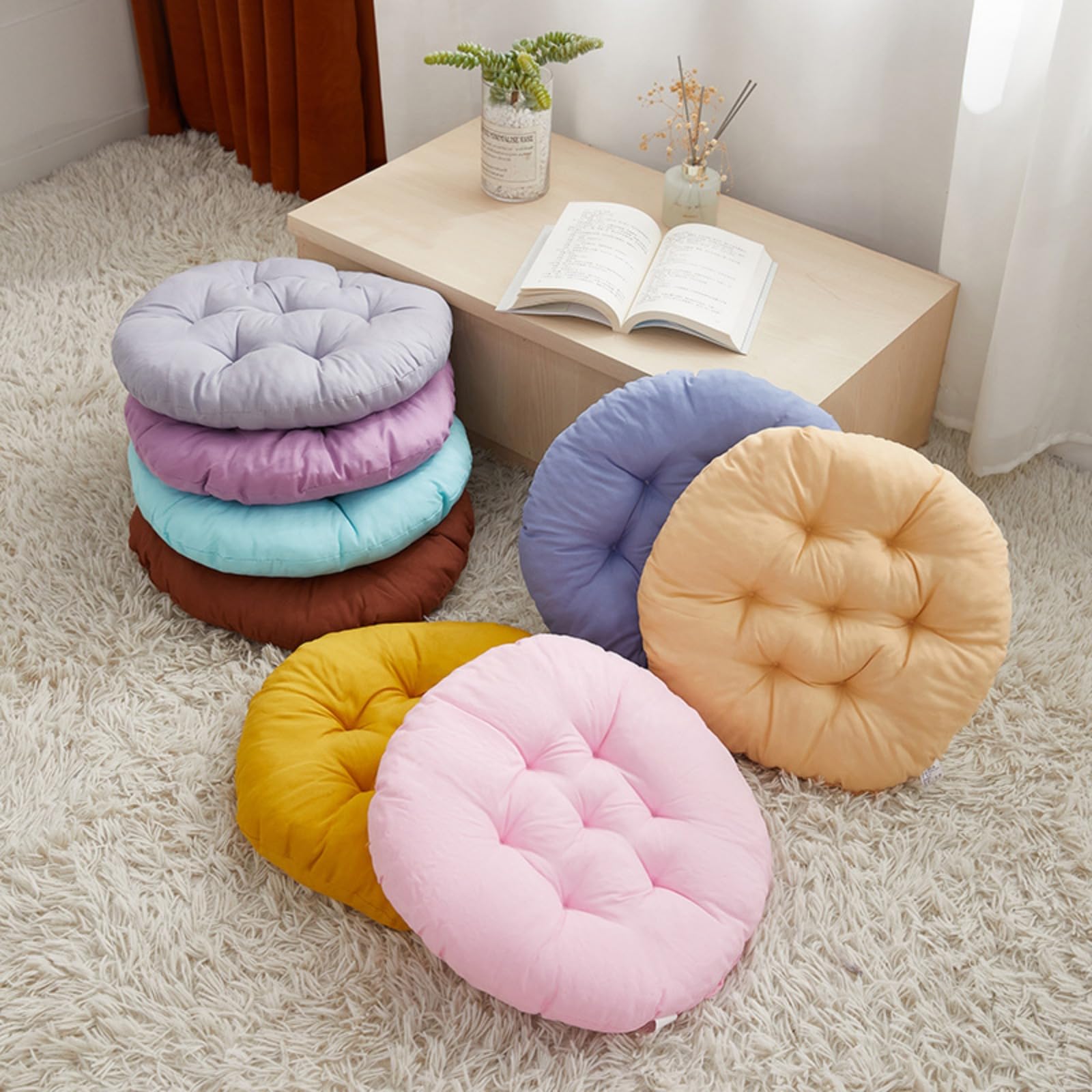 Cuscini per sedie da giardino, confezione da 4 cuscini rotondi, per sedie da terrazza, cucina, patio, balcone, soggiorno, 40 x 40 cm, per decorazione interna o esterna