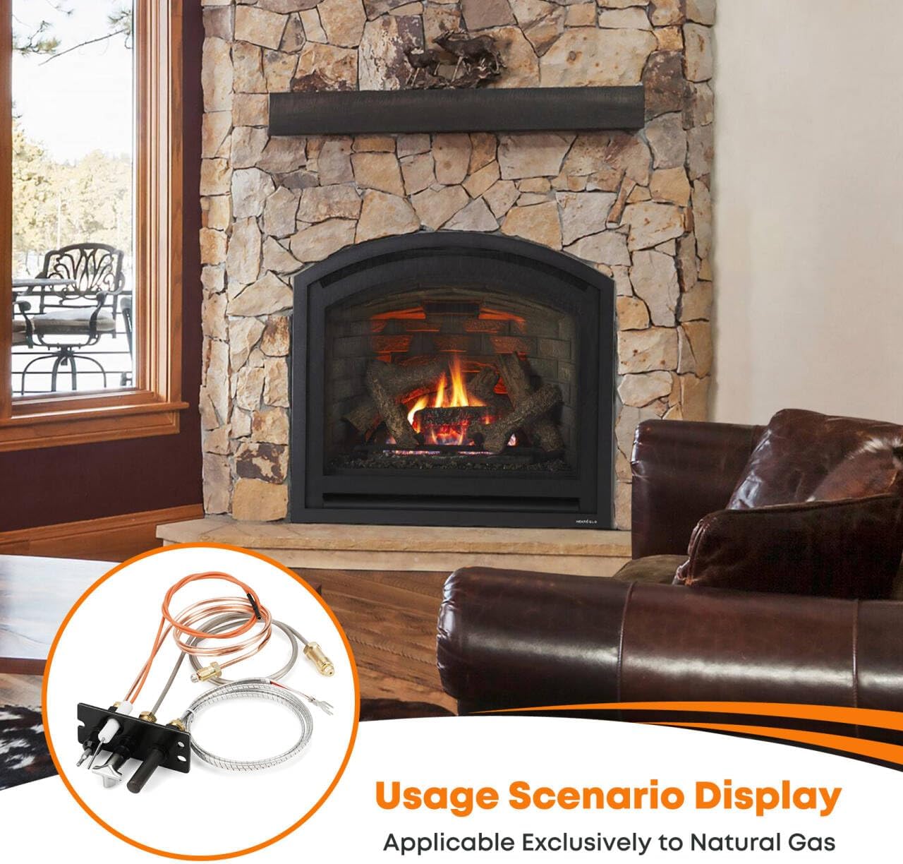 Stanbroil 4021-736 Natural Gas Pilot Assembly Replacement Part for Heatilator, Heat N Glo and Quadra-Fire Gas Fireplace, Replacement 485-510A Pilot Assembly for Heat N Glo Natural Gas Fireplace