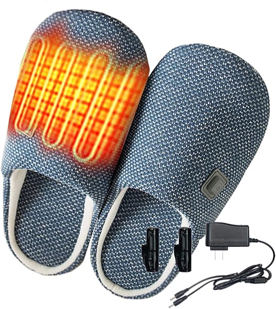EOnIO USB Elettrico Scarpe Riscaldate Donne Fodera di Peluche Pantofole Riscaldate Invernali Uomo Pantofole Riscaldanti Elettriche USB Scarponi Riscaldati con Scarpe Temperatura Regolabile,001,34/36