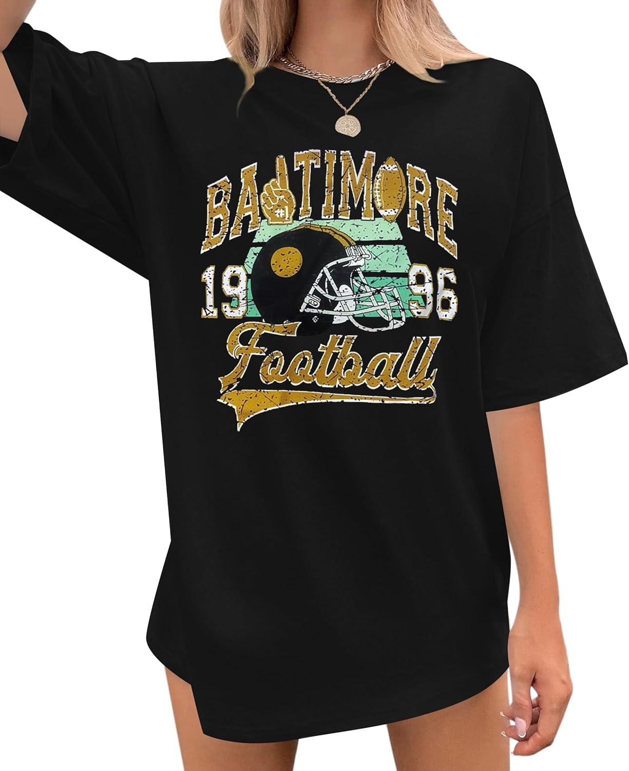 Football Shirts for Women Vintage Team Fan Tshirt Game Day Shirt Oversized Football Season Short Sleeve Tops