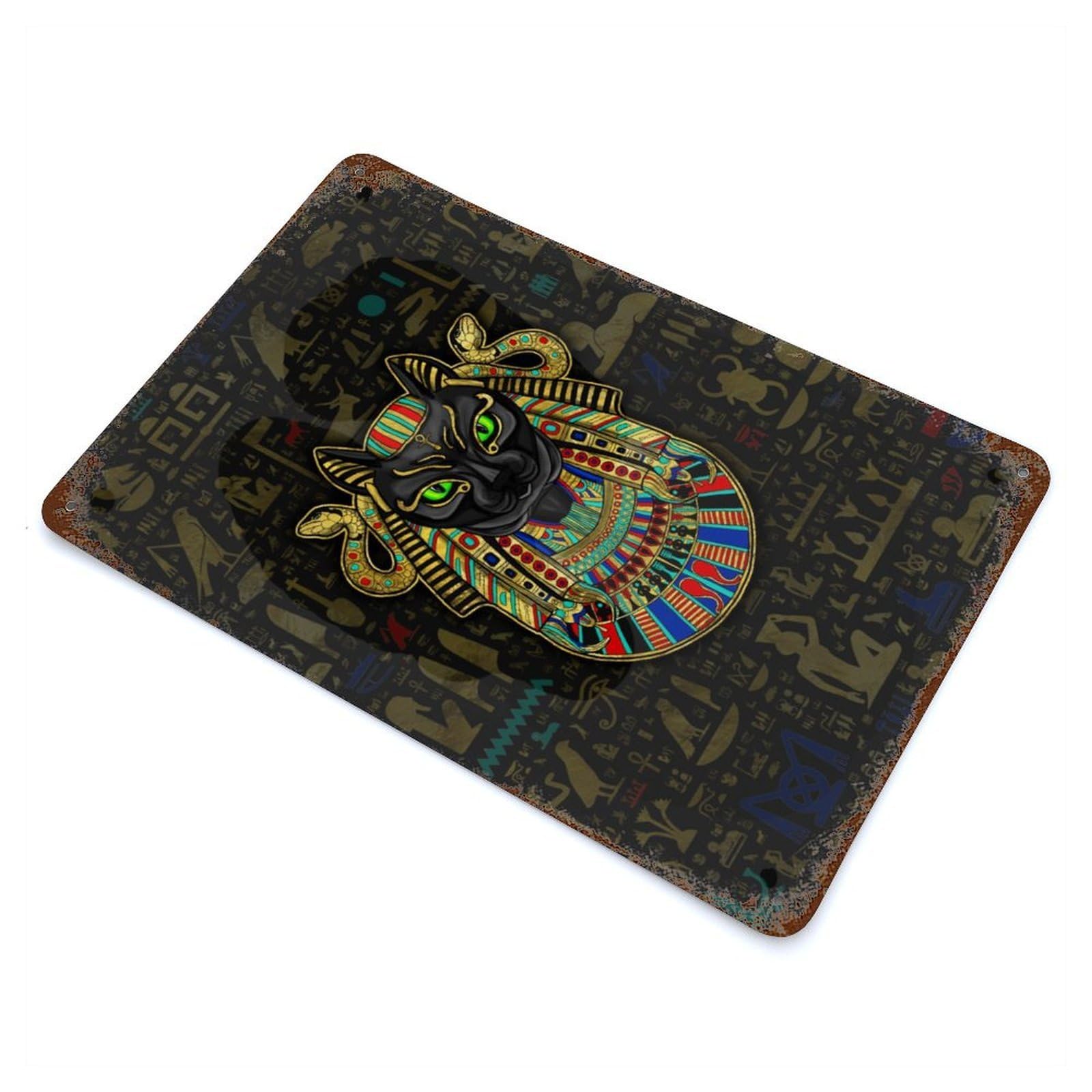 Bastet Egyptian Goddess Rusty Metal Tin Sign 11.8"x7.9", Ideal for Patio, Garden Room And Bar Decor
