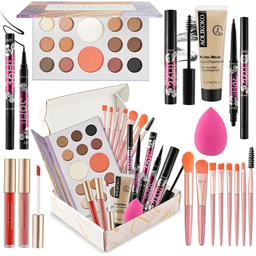All in One Makeup Kit for Women Full Kit,Makeup Set for Women,Including Eye, Face, Lip Makeup and Brushes, Long Lasting Daily Makeup Gift Set for Christmas Birthday Party (HZB-084)