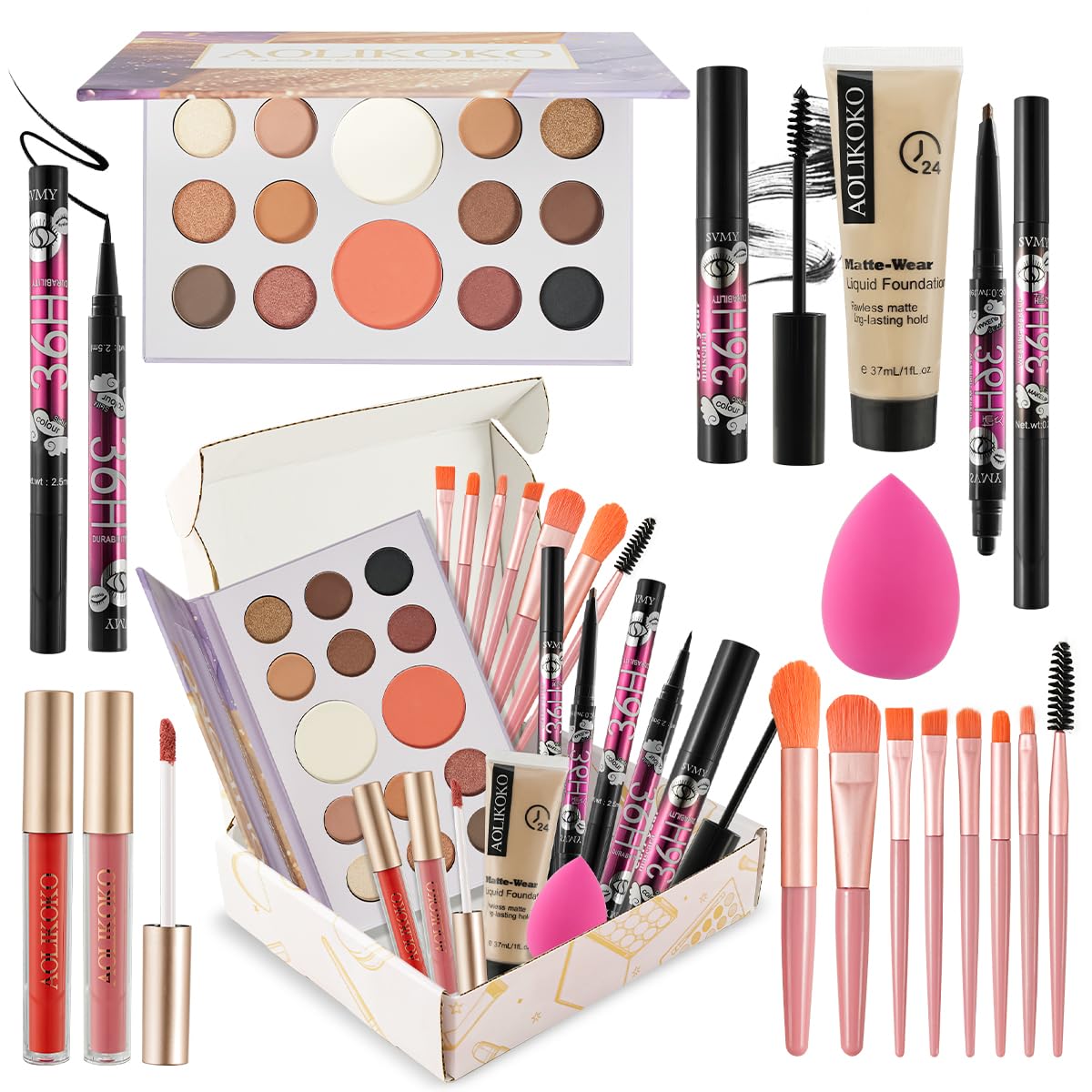 All in One Makeup Kit for Women Full Kit,Makeup Set for Women,Including Eye, Face, Lip Makeup and Brushes, Long Lasting Daily Makeup Gift Set for Christmas Birthday Party (HZB-084)
