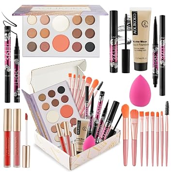 All in One Makeup Kit for Women Full Kit,Makeup Set for Women,Including Eye, Face, Lip Makeup and Brushes, Long Lasting Daily Makeup Gift Set for Christmas Birthday Party HZB-084