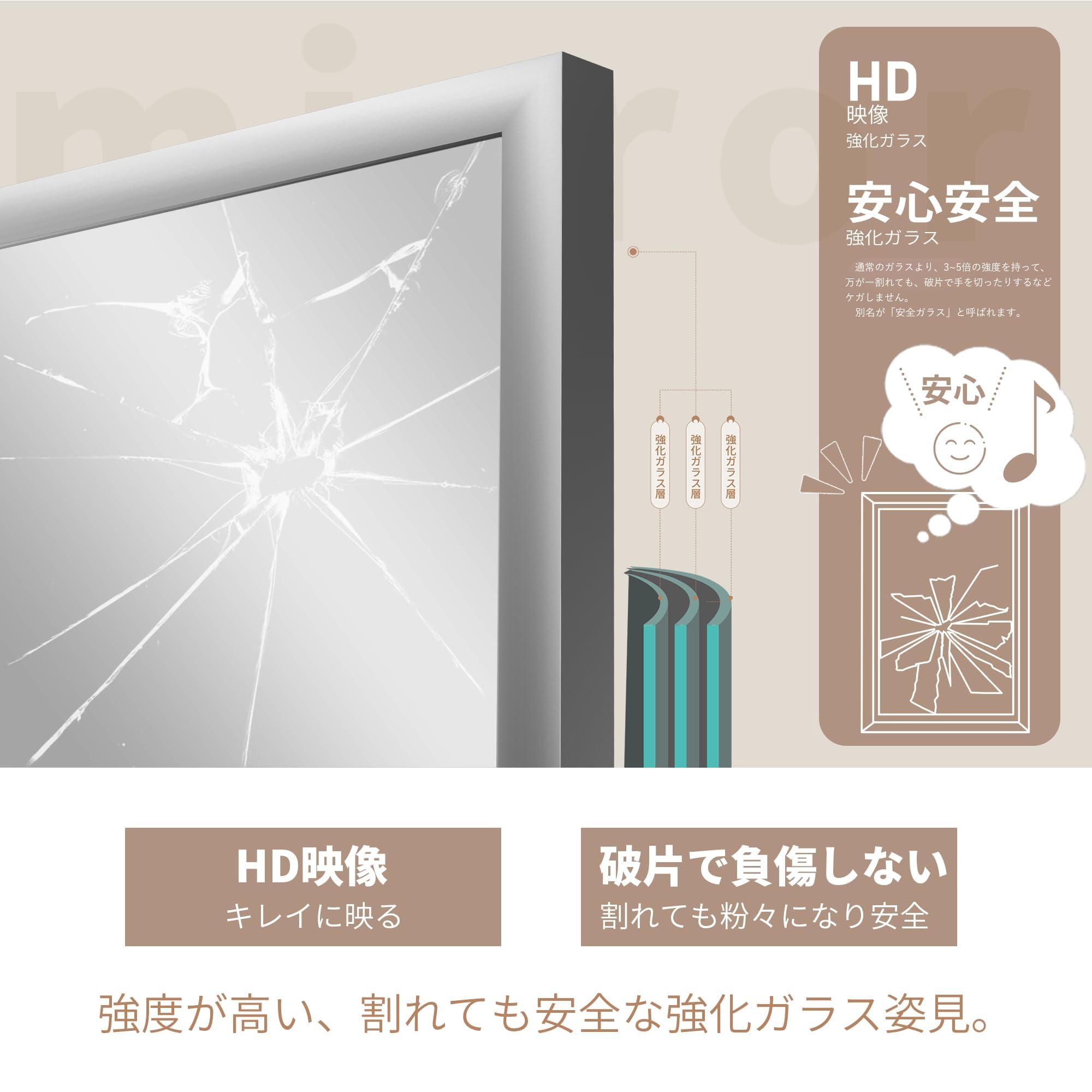 姿見 全身ミラー 強化ガラス 割れても安心 全身鏡 壁掛け 楽天市場