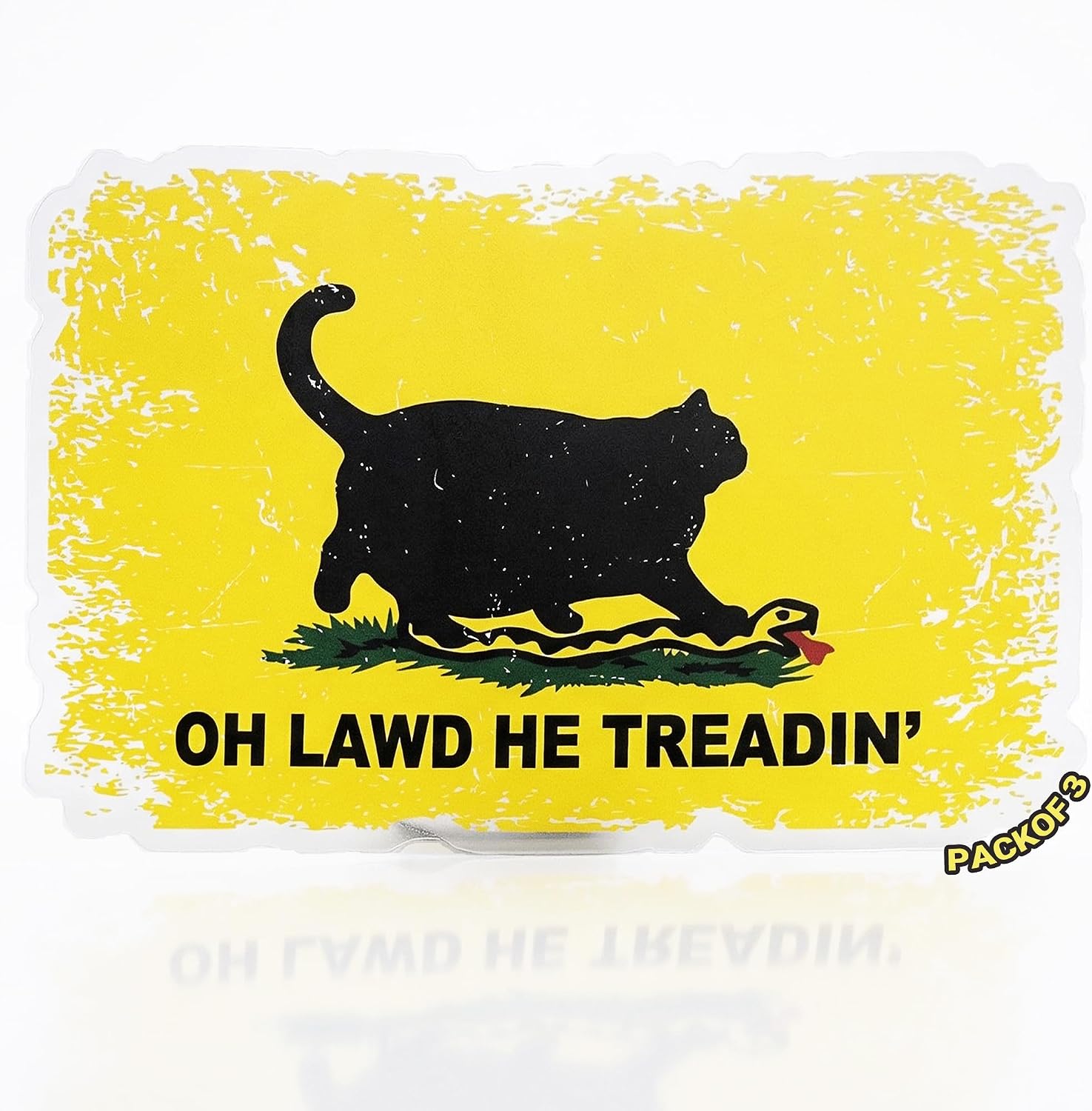 3 Pcs Oh Lawd He Treadin’ Cat Sticker – Funny Chonky Black Cat Meme Vinyl Decal, Don’t Tread Cat Parody Sticker for Cars, Trucks, Laptops, Water Bottles & Windows, Approx. 5.5 x 3.5 in