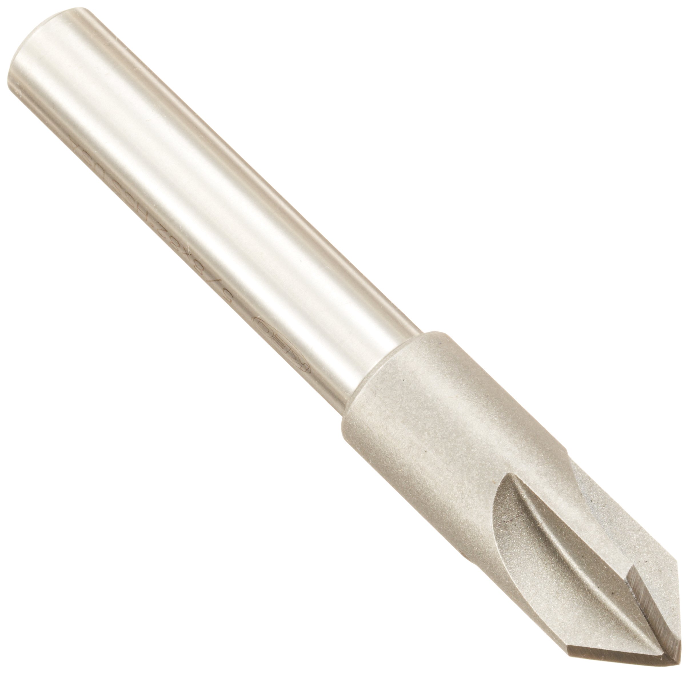 KEO 40588 High-Speed Steel Machine Single-End Countersink, Uncoated (Bright) Finish, 4 Flutes, 82 Degree Point Angle, Round Shank, 1/2