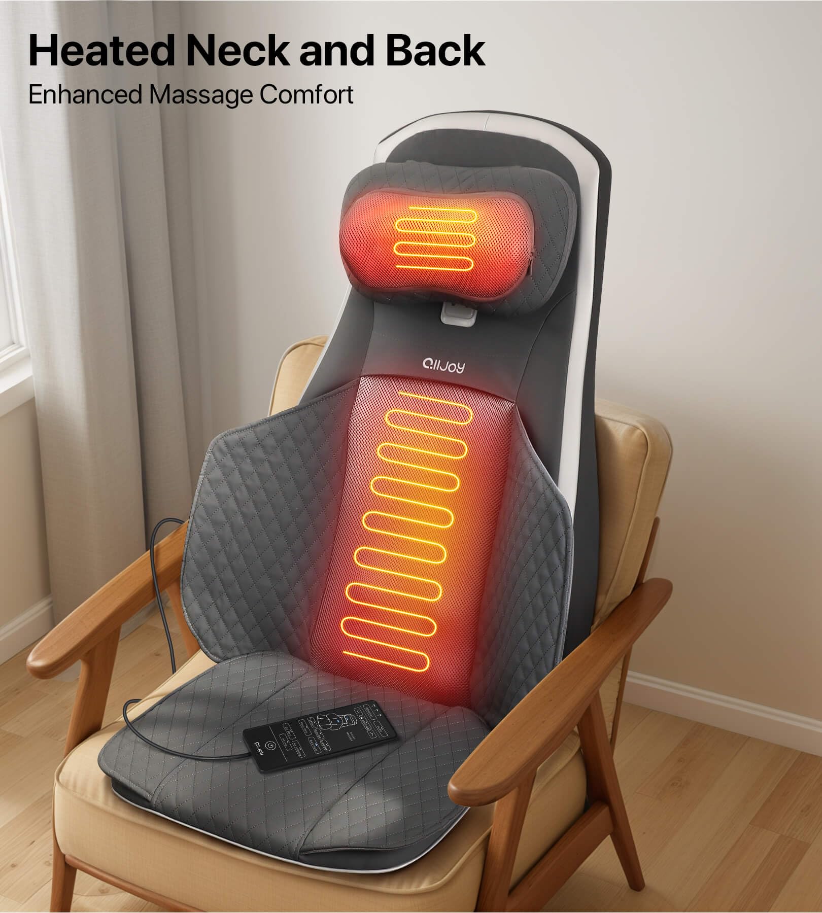 ALLJOY Fauteuil Massant Shiatsu Coussin de Massage Dos avec Compression et Chaleur, Siege Massant pour Massage du Cou et du Dos dans, Cadeau pour Maman Papa Homme Femme