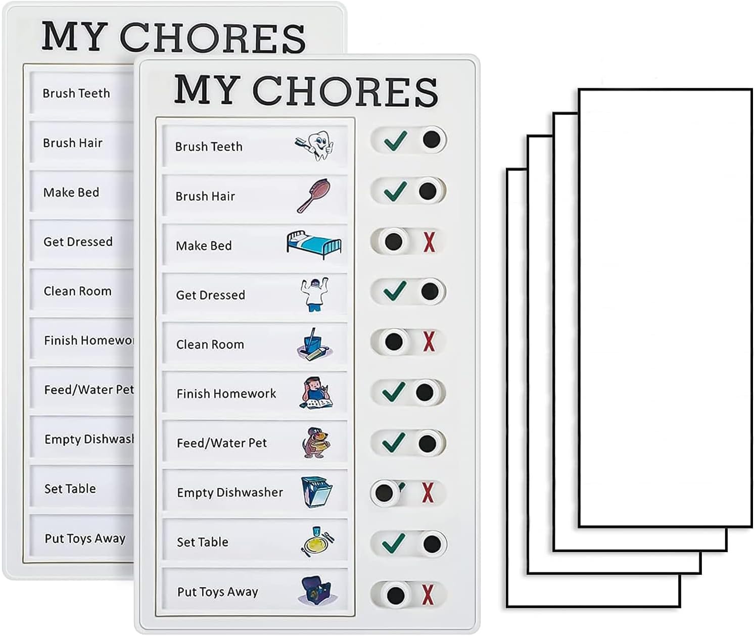 2 Pieces Chore Chart for Kids,Sliding Checklist Reusable Check Memo Plastic Planning Board - 4.7x7.9 Inch Daily to Do List Checklist