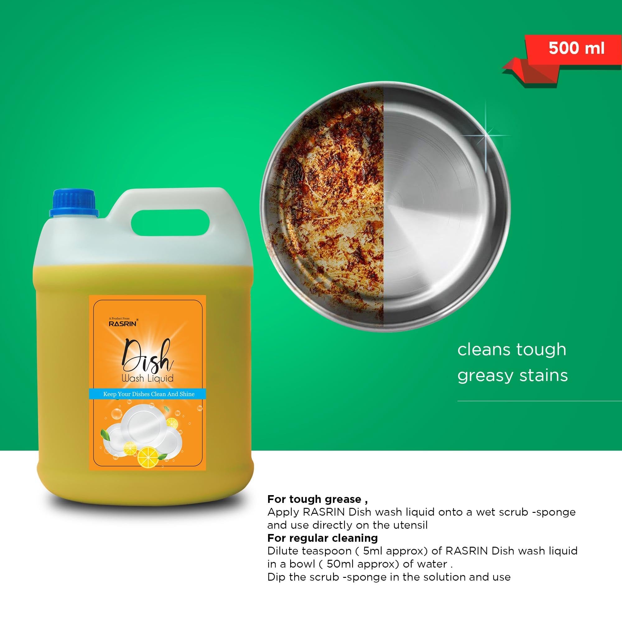 RASRIN Dish Wash || Liquid Orange Dish Wash || Kitchen Dish Wash || Dish Cleaning Gel || 5Liter 2