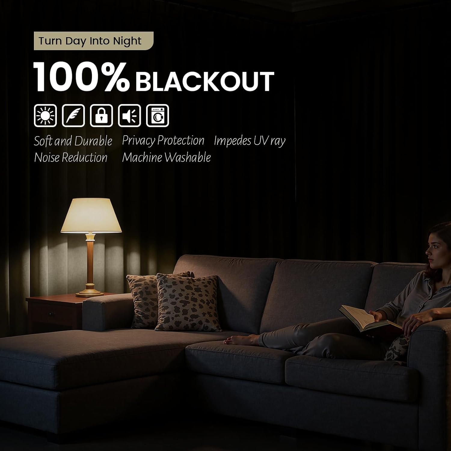 SimpleHome 100% Blackout Curtains for Bedroom,63 Inch Curtains for Living Room Rod Pocket and Back Tab Window Drapes Room Darkening Beige Curtain with Black Back,40 x 63 Inch,2 Panels