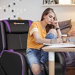 POWERSTONE Chaise de jeu inclinateur - Chaise de massage de jeu de canapé ergonomique avec repose-pieds et repose-tête et poche latérale - Salle de séjour PU Recliners en cuir Home Theater Siège (Purple)
