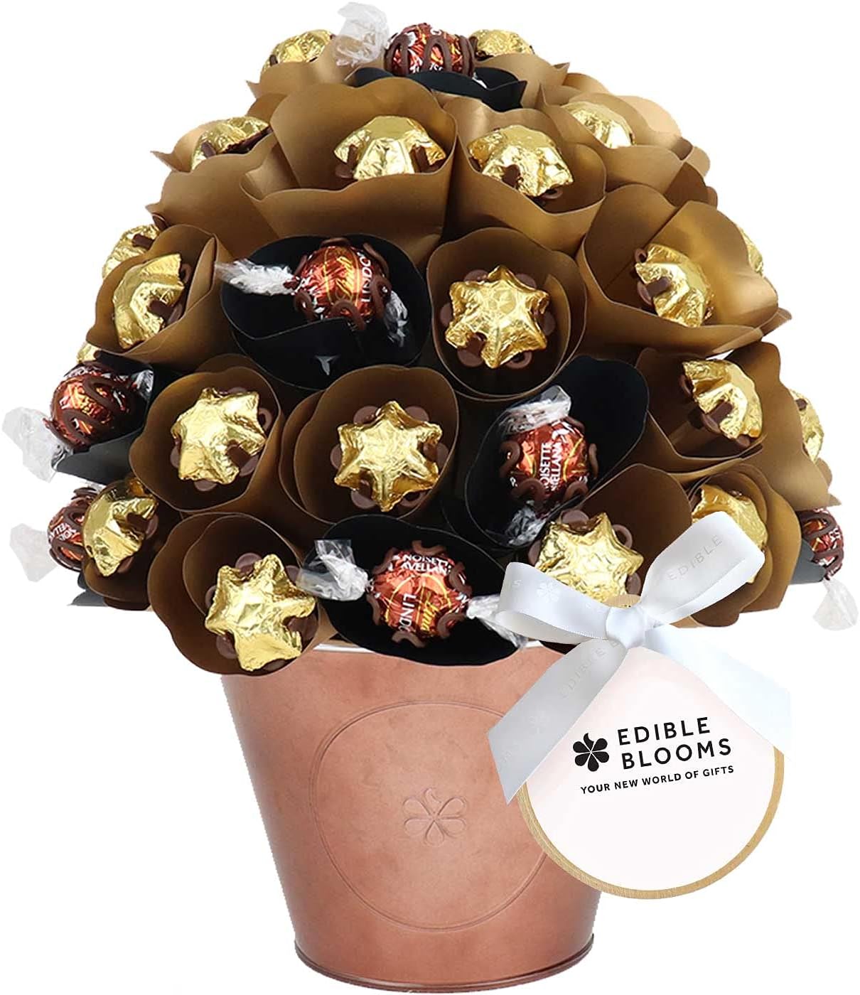 Edible Blooms Hazelnut Heaven Large Chocolate Bouquet | Handmade Swiss Chocolate and Lindt Lindor Gift Set | Ideal for Gifts for Him, Celebrations, Team Gifts|