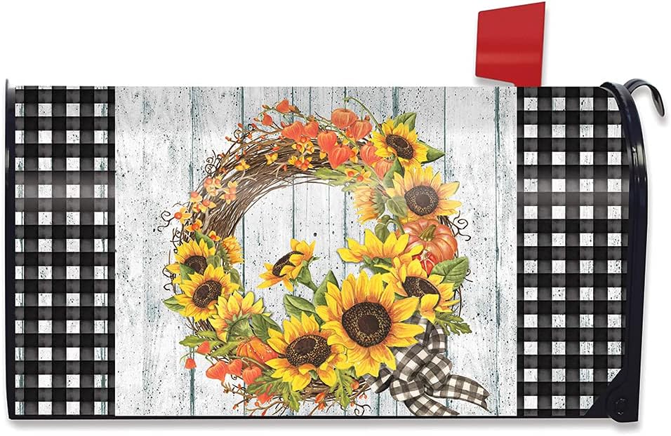 Briarwood Lane Sunflower Fall Wreath Magnetic Mailbox Cover Autumn Floral Standard