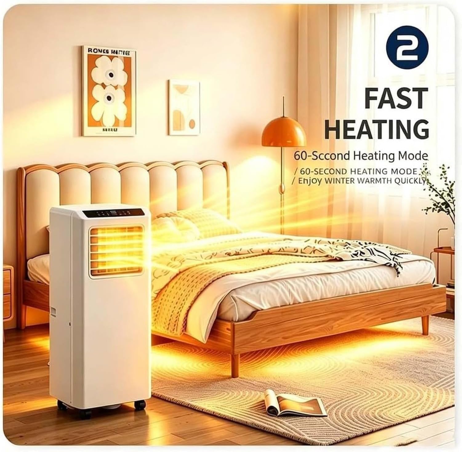 Condizionatore Portatile Inverter 4-in-1 con Raffreddamento, Riscaldamento, Deumidificazione e Ventilazione, Pannello di Controllo Smart, Filtro Antipolvere e R, Q3