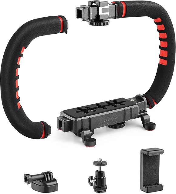 Zedio stabilizator aparatu do smartfona, składany uchwyt Video-Rig, kompatybilny ze wszystkimi aparatami, kamerami, kamerami akcyjnymi, DSLR i wszystkimi smartfonami iPhone i Android