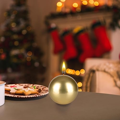 Miniatura 4 de Mega Candles Juego de 4 velas redondas metálicas sin perfume de 3 x 3 pulgadas, vacaciones, temporada, fiestas, devocionales, iglesia, corona,