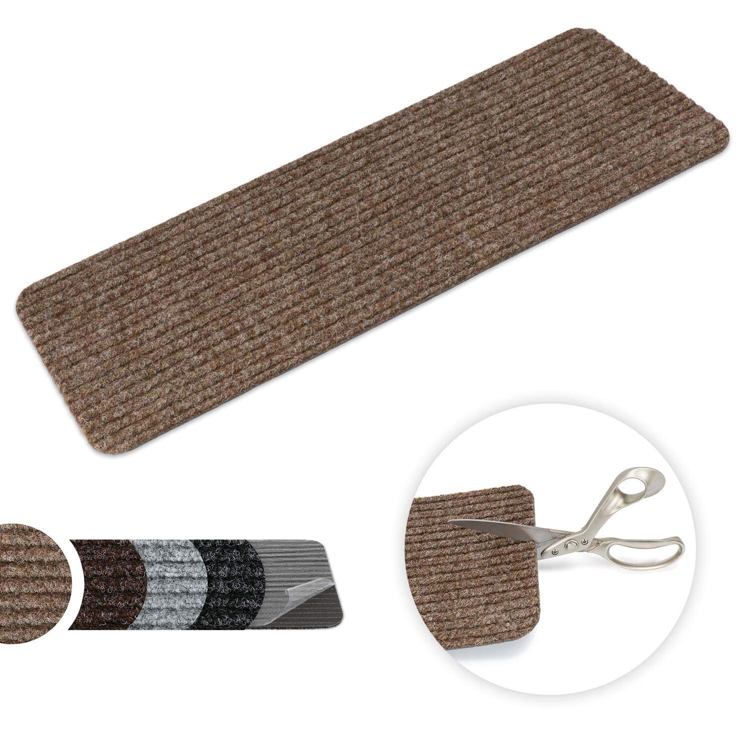 Kettelservice-Metzker Stufenmatte Treppenteppich Tulus Rechteckig Aufleger selbstklebend 60x25cm Hellbraun 15 Stück
