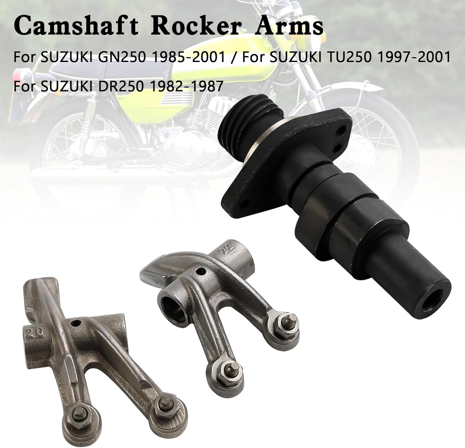 Areyourshop Camshaft Shaft Rocker Arms for SUZUKI GN250 1985-2001, TU250 1997-2001, DR250 1982-1987 12711-38211-000, 12711-38212-000, 12711-38200-000