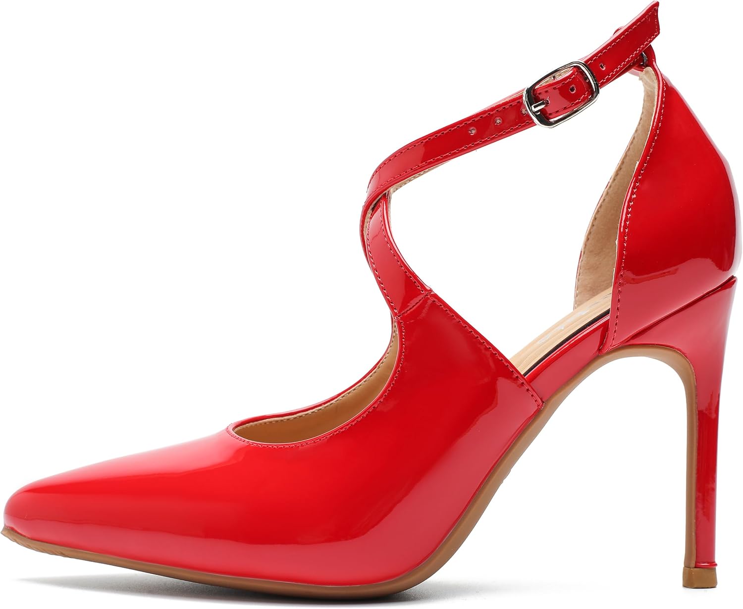 fereshte Women's High Heels Pumps Stiletto Crisscross Ankle Strap D'Orsay Pointed Toe 3.5" Dress Shoes - Image 4