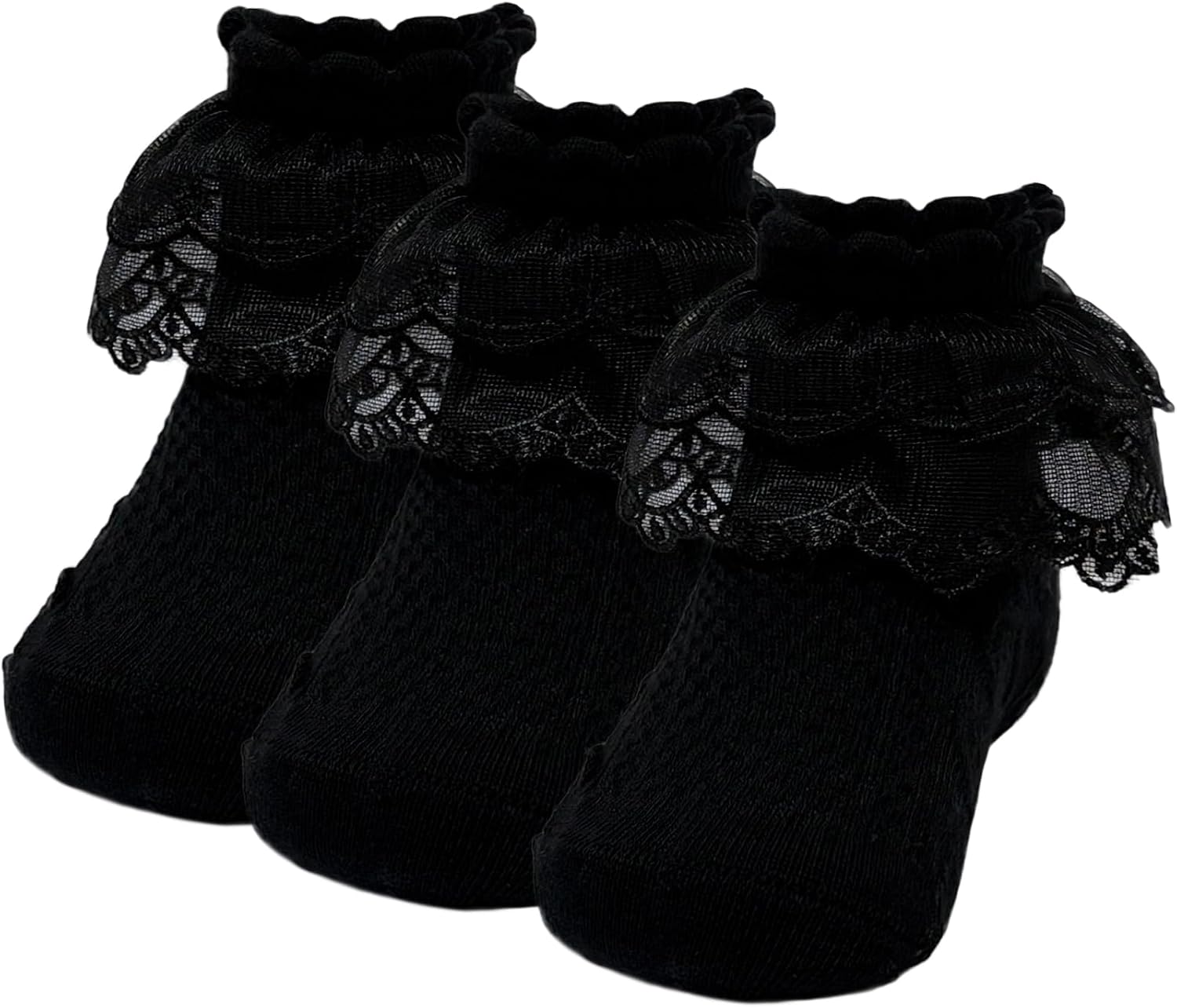Toddler Girls White Ruffle Socks Cute Lace Frilly Cotton Ankle Socks for Dress