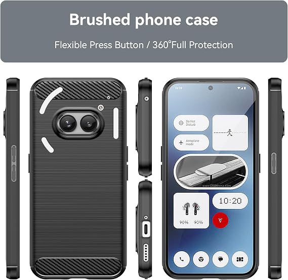 ケース Nothing Phone 2a ケース、A142 ケース カーボンファイバー 耐衝撃 頑丈なシールド ソフト TPU バックカバーケース 何もない電話用 2a ブラック