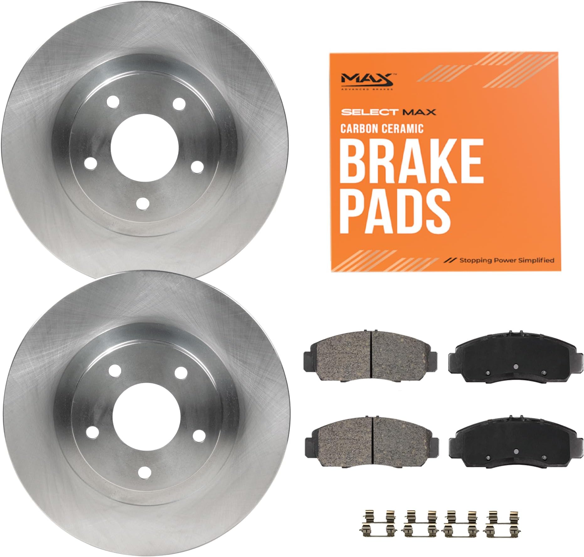 Max Advanced Brakes Front Brake Kit Compatible With 2020 2021 2022 2023 Toyota Corolla Hybrid Engine Prius AWD-e Prime Replacement Premium OE Disc Brake Rotors and Ceramic Brake Pads