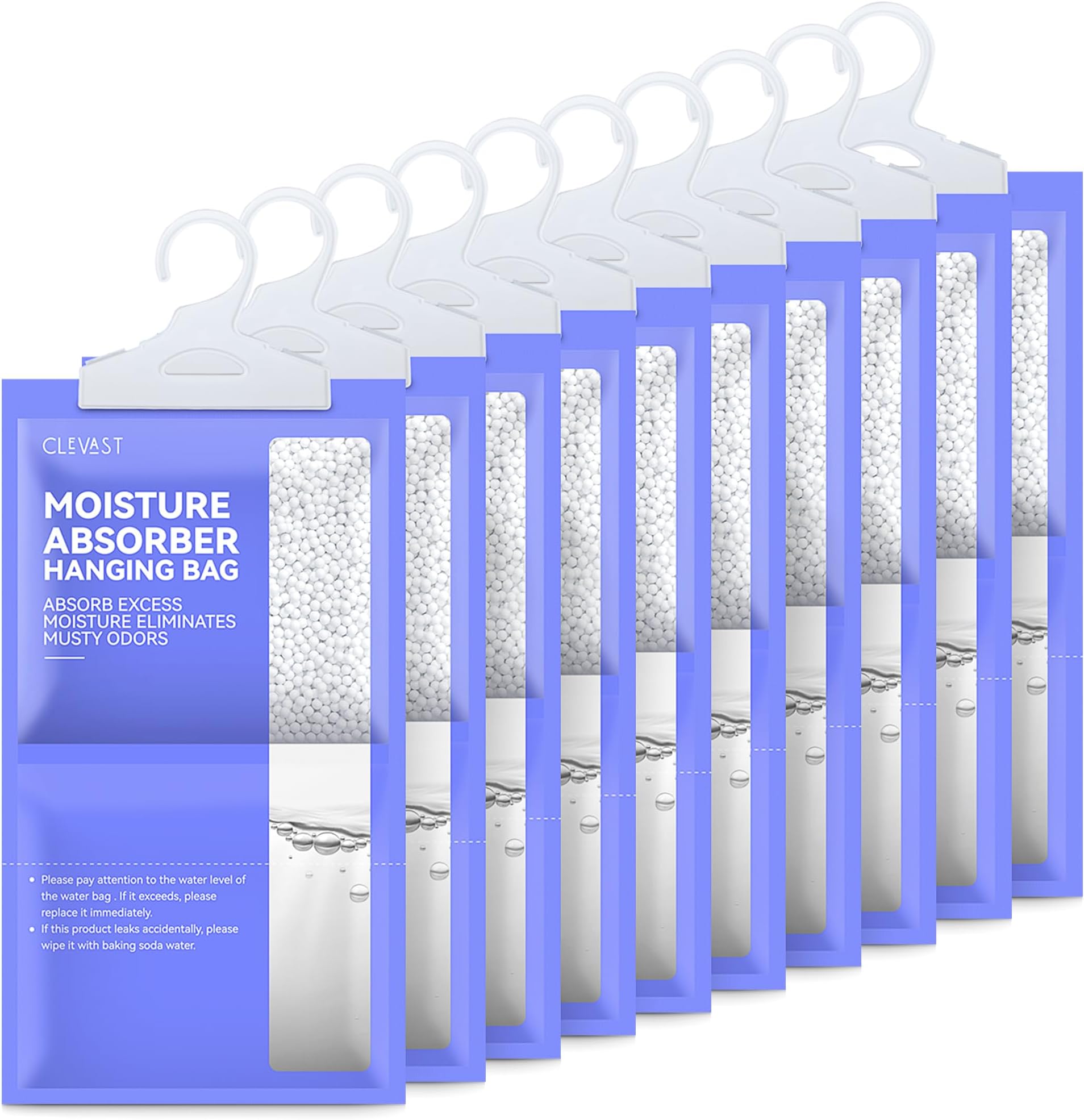CLEVAST Moisture Absorbers Packets (230g/pack) - 10 Pack, Hanging Closet Dehumidifier Bags, Desiccant, Closet Dehumidifiers with Fragrance Free