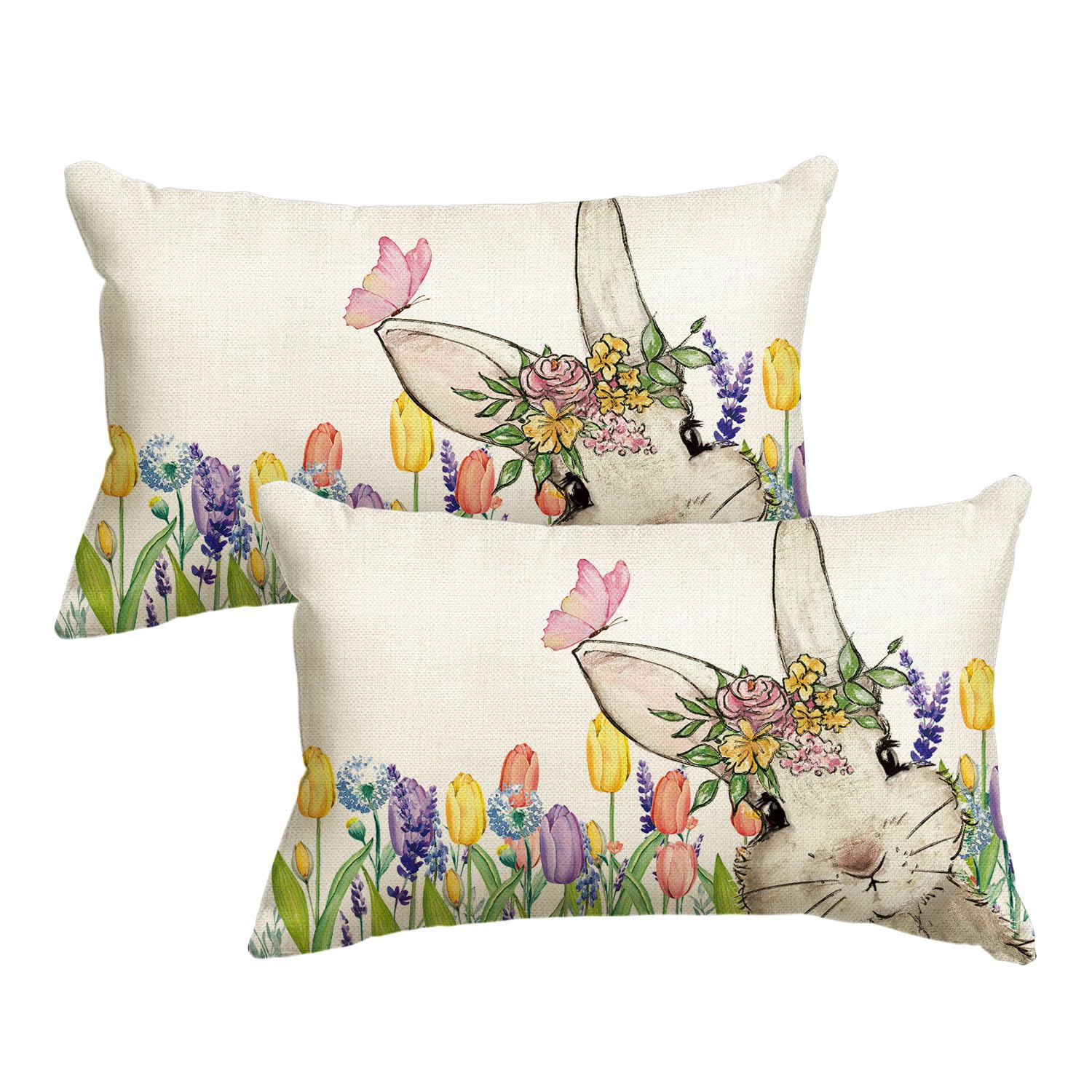 Housse de coussin de Pâques AVOIN colorlife 30,5 x 50,8 cm motif floral