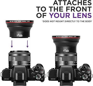 Altura Photo 49MM 0.43x HD Wide Angle Lens with Macro - Attaches to 49MM Filter Thread (Not Camera Body) Mirrorless Camera Accessories for Canon EOS M50, M2, M3, M5, M6 II, M10, M100, M200, R50, R100