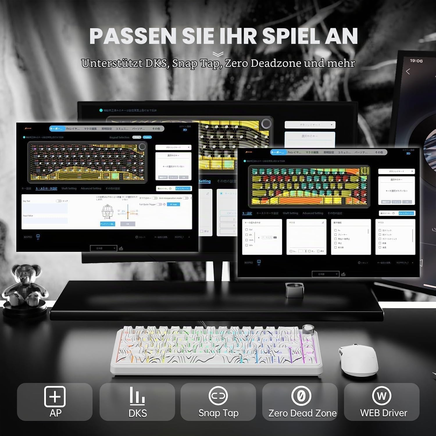ATTACK SHARK Tastatur und Maus Weiß