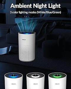 Air Purifiers for Home Bedroom, ADTARK Air Cleaner with H14 True HEPA 3-in-1 Filter, Sleep Mode & Aroma Function, 3 Light Modes, Room Air Purifier with 3 Timer for Office, Dorm, Hotel (White)