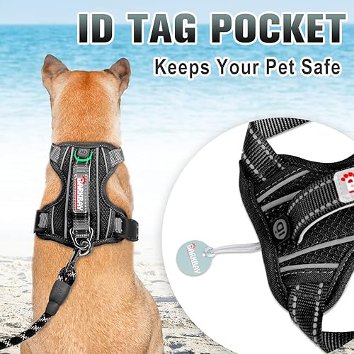 Miniatura 2 de BARKBAY - Arnés para perro sin tirones, arnés para perro reflejante con clip frontal y agarradera de fácil control para entrenamiento de caminata,